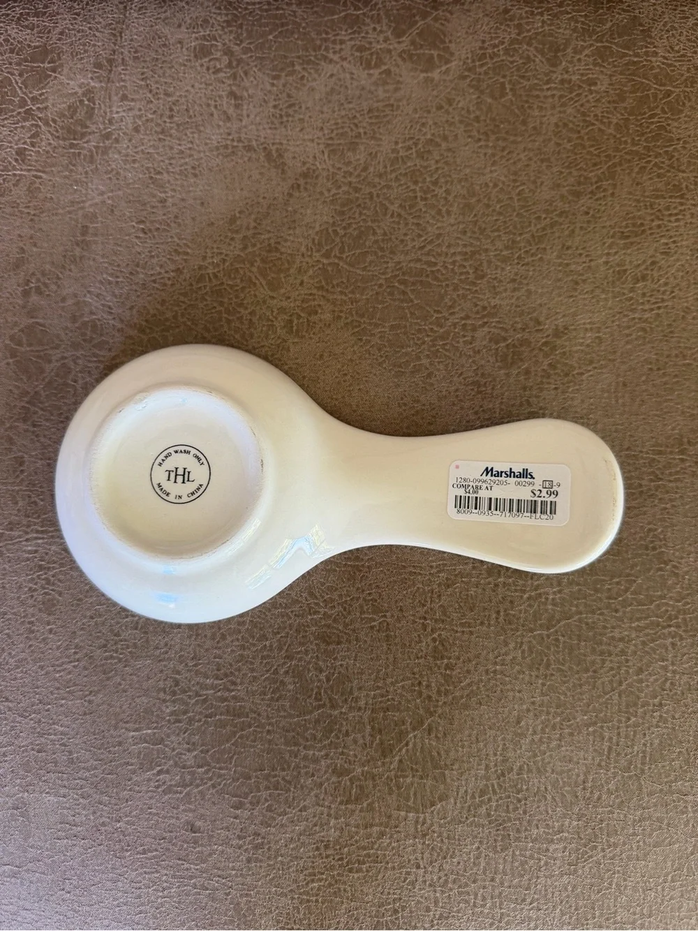Cream Ceramic Spoon Rest with Honeycomb Handle - Multipurpose Kitchen Utensil